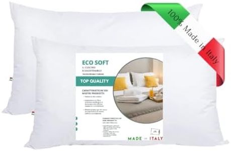 GM ECO Soft Cuscini Letto 50x80 Guanciali per dormire 2 pezzi rivestimento in fibre sintetiche anallergiche fresco lavabile anallergico e traspirante Made in Italy