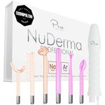 NuDerma Professional Skin Therapy Wand - Portable Handheld High Frequency Skin Therapy Machine with 6 Neon & Argon Wands - Acne Treatment - Skin Tightening - Wrinkle Reducing – Facial Skin Lifter