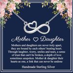 RANKEEF Mother and Daughter Necklace S925 Sterling Silver Necklace Christmas Gifts Mother's Day Gifts Infinity Necklace Gifts for Daughter and Mother Birthday Necklace Mum Necklaces for Women