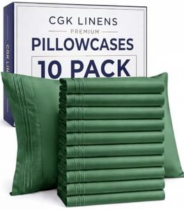 King Pillow Cases Set of 10 - Ultra Soft Hotel Quality Pillowcase Covers - Comfy & Wrinkle Free - Stain & Fade Resistant - Easy-Care, Machine Washable Pillow Protectors - 10 Piece Set - Emerald Green