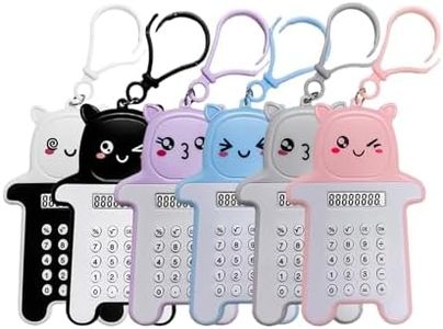 MLWSHR 6-Pack Cute Mini Keychain Digital Calculators, 8-Digit LCD Display, Cartoon Design, Portable for School & Office, Kids Calculator, Battery Powered (Included)