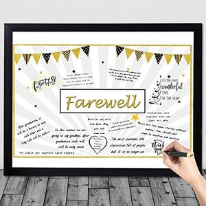 Sumind Giant Farewell Greeting Card 13.8 x 21.6 Inch Good Luck We Will Miss You Decor Going Away Guest Book for Coworker Party(Black and Gold)