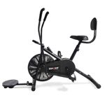 SHAPEWELL Air Bike Exercise Cycle with Moving or Stationary Handle | with Back Support Seat + Side Handle + Twister | Adjustable Resistance with Cushioned Seat | Fitness Cycle for Home Gym