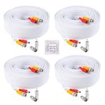 4 Pack 100ft/30M All-in-One Video Power Cables, BNC Extension Surveillance Camera Wires for CCTV Security DVR System Installation (8pcs BNC Connectors, 100pcs Cable Clips)