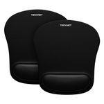 TECKNET Mouse Mat 2 Pack with Memory Foam Rest -Non-Slip Rubber Base- Special-Textured Water-Resistant Surface