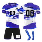 Personalised Football Shirt, Short & Socks for Men Women Boy Girl with Name Number Team Logo Custom Football Kit for Kids Adults