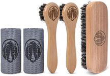 Rhino Wax - Baseball Glove Brush and Applicator Kit (5 Pack) - 1 Large Horsehair Brush for Basic Scrubbing - 2 Dauber Brushes for Oil and Conditioner Application - 2 Microfiber Cloths for Wiping Down