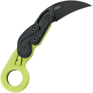 CRKT Provoke Zap Kinematic EDC Folding Pocket Knife: Morphing Karambit, Black Stonewash Stainless Steel Blade, Green Grivory Handle with Integrated Safety Lock, Low Profile Pocket Clip 4041G