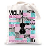 BWWKTOP Violinist Canvas Tote Bag Violin Lover Gift Violin Player Shoulder Bag Violins Music Teacher Gift, Violin Tg, One Size