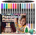 ThEast 15 Colors Temporary Tattoo Markers, Dual Tip Face Paint Pens for Kids, Washable Face Body Painting Kit, Makeup Show Cosplay Party Favors