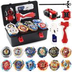 Bey Battling Tops Burst Launchers Grip Set, Maiwaput 12 Gyro Two-way String Launcher Metal Toupie Blade Battle Game, with Portable Storage Bag Stickers Combat Gift for Kids, Starter, Birthday, Party