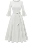 HomRain Plus Size Women Dress Wedding Guest Dress White Dress A-line Cocktail Dress Formal Dress White Dress,White 2XL