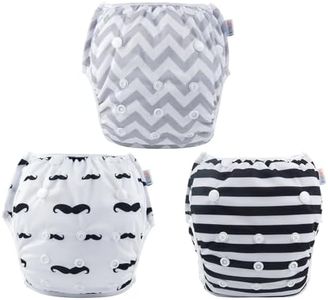 ALVABABY 3pcs Baby Swim Diapers Reuseable Washable & Adjustable for Swimming Lesson & Baby Boy and Girl 3SWY01T