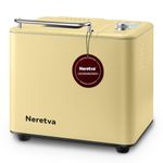 Neretva 20-IN-1 Bread Maker, Dual Heater 2LB Bread Machine BPA-Free Material & Nonstick Ceramic Pan Compact Bread Maker Machines with Gluten Free White Wheat Rye French Pizza Breadmaker Recipe- Yellow