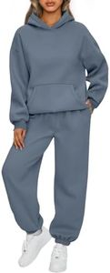 AUTOMET Womens 2 Piece Lounge Sweatsuit Matching Sweat Sets DustyBlue 2XL