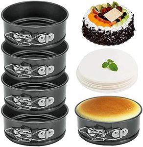 4.5 Inch Mini Springform Pan, Set of 5 with 100pcs Wax Paper, Small Nonstick Cake Pan for Mini Cheesecakes, Pizzas and Quiches