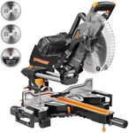 DOVAMAN Updated 10-Inch Dual Bevel Sliding Miter Saw, Multi-Material Cutting w/ 3 x TCT Blades, 2-Speed 5000/3200 RPM, LED Shadow Line, 0-45° Bevel & Miter Cut, Max Cut 3.5" x 13.4", 9 Positive Stops