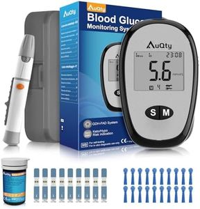 AuQty Blood Sugar Monitor,Blood Glucose Monitor Meter,Blood Sugar Tester with Ketone and Hypo Warning,Blood Glucose Monitor with Test Strips x 25 and Lancet x 25,Diabetes Home Self-testing UK-mmol/L