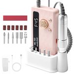 MAYCREATE® Nail Drill Kit USB Rechargeable Nail Drill Machine Adjustable Rotation Speed with Drill * 6 & Sand Circle * 6