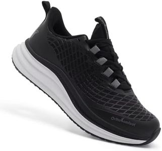 Men's Orthopedic Slip On Running Shoes: Breathable Orthotic Neuropathy Recovery Arch Support Plantar Fasciitis Heel Spurs Metatarsal Sneakers, Swollen Feet Hiking Walking Shoes Black Size 11.5