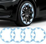 Wheel Rim Protect for Tesla Model Y 20" (2020-2024), Easy-Install Hubcaps Induction Wheel Cover, Scratch-Resistant Car Tire Trim Rings, Stylish Giftable, Glacier Blue 4Pcs Model Y Accessories
