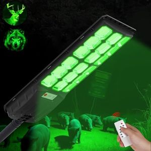 LIANGTUKING Green Hog Light for Night Hunting, 24000LM Solar Green Light for Hunting Wild Hogs, Deer, Coyote, Bears and Fishing Hunting Accessories, Motion Activated Feeding Light with Remote Control