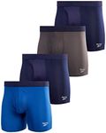 Reebok Men's Performance Boxer Briefs (4 Pack) (Medium, Navy/Grey/Blue)