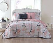 Geneva Home Fashion Amour 4pc Parisian Reversible Quilt Throw Pillows Bedding Set Twin Pink