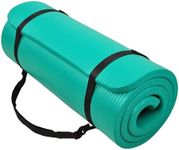 Fitvids 1-Inch Extra Thick High Density Anti-Tear Exercise Yoga Mat with Carrying Strap, Green
