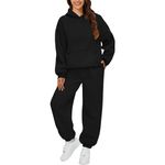 Tracksuit Womens Full Set, Women's Travel Clothes Ladies Tracksuit Sets UK Tracksuit Womens Full Sets Gym Co Ord Set Women Women's Whitetracksuit Set Oversized Two Piece Outfit, 1 Pound Items Black