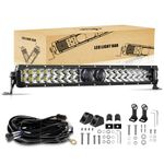 Auxbeam 5D-PRO LED Light Bar 22 Inch 180W Spot Flood Combo 22000LM Off-Road Auxiliary Light Automotive Lighting with DT Wiring Harness for Truck Car Jeep Ford