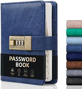 WEMATE Password Book with Lock, Password Book with Alphabetical Tabs 600+ Password Spaces, and Password Organizer Logbook with Lock, Password Keeper for Computer & Website Logins (4.33x6.18in) Blue