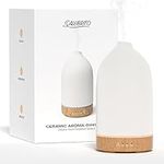 SALUBRITO Ceramic Essential Oil Diffuser, 100ml Ultrasonic Aromatherapy Diffuser for Home, Office, Cool Mist, Scented Oil Diffuser with Warm Light & Timer Setting, Great for Yoga, Sleep, White