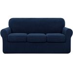 subrtex 3-Seater Sofa Cover with 3 Separate Cushion Covers, 4 Pieces Stretch Sofa Slipcover Replacement Furniture Protector (Sofa, Navy)