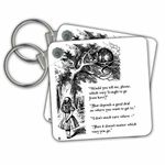 3dRose Which Way Ought I Go From Here Cheshire Cat Alice In Wonderland Quote Key Chains, Set of 2 (kc_193784_1)