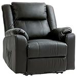 HOMCOM Recliner Chair for Living Room, PU Leather Reclining Chair with Footrest, Thick Padding and Side Pockets - Black