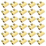 PATIKIL Steel Wire Rope Cable Clamp, 50 Pack M3 Double Hole Wire Rope Clips 3.0mm Line Hole with End Screw Stopper Gold Tone