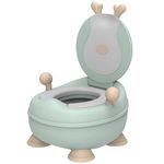 POLKA TOTS Swoosh Whoosh Fawn Design Green Potty Training Toilet Seat for Toddlers Baby Boys & Girls, Western Style Potty Training Chair with Removable Potty Bowl Lid