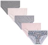 Laura Ashley Girls' Underwear - 5 Pack Stretch Cotton Hipster Panties for Girls - Comfy Ultrasoft Girls' Hipster Briefs XS-L, Floral Print/Light Grey Heatherpink/Medium Grey Heather, X-Small