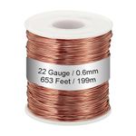 PATIKIL 99.9% Soft Copper Wire, 22 Gauge/0.6mm Diameter 653 Feet/199m 1.1 Pound Spool Pure Copper Wire for Jewelry Making Beading Garden Plants