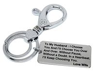 Aura Cute Romantic Valentine Birthday Engagement Anniversary Gift Keyring Keychain for Hubby Husband Spouse Silver Metal Key Chain