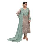 SHAFNUFAB® Women's Georgette Semi Stitched Pakistani Salwar Suit (Wedding Pakistani suit-SF171467 Blue Free Size)