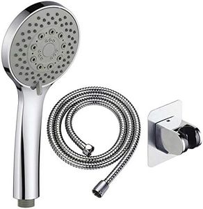 KAIYING Handheld Shower Head with 5 Spray Setting Modes, Self Adhesive Water Saving Showerhead, Multi-Functions, Bathroom Accessories w/ 59'' Hose, Bracket, Chrome