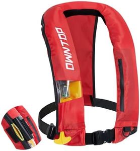 Owntop Automatic/Manual Inflatable Vest, Manual Convertible Option, Low Profile, Zipper Closure, Inflatable Fishing Jacket for Kayaking, Boating and Fishing, 24g CO2 Cylinder Included