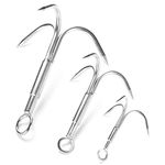 YOUNTHYE 3 Pack Grappling Hooks Set 3 Claw Heavy Duty Stainless Steel Climbing Claw Outdoor Anchor Hook for Anchor Retrieving, Outdoor Hiking, Tree Limb Removal