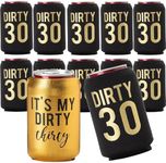 Dirty 30 Birthday Decorations for Her or Him, 11 Dirty 30 Can Coolers and 1 Metallic Gold "It's My Dirty 30" Cooler - Great Dirty Thirty Decorations for Him and 30th Birthday Party Favors