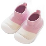 BaErSan Baby Sock Shoes Mesh Breathable Infant First Walking Shoes Soft Lightweight Unisex Toddler Sneakers Rubber Sole Non-Slip Cute Cartoon Pink1 Size13-18 Months