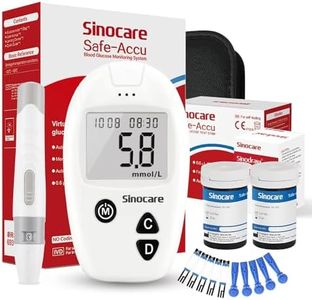 Sinocare Blood Sugar Monitor, Diabetes Testing Kit Safe Accu, Large Memory Capacity Blood Sugar Test Kit with 50 Test Strips & 50 Lancing Devices, for Diabetics Home Self-Testing in mmol/L