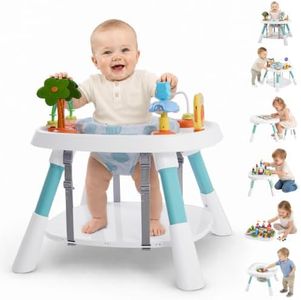 6-in-1 Baby Activity Center Stationary Standing Activity Table Light White