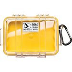 PELI 1020 Micro Case, Watertight Protection for Small Sensitive Devices, IP67 Rated, 1L Capacity, Made in US, Clear/Yellow Liner